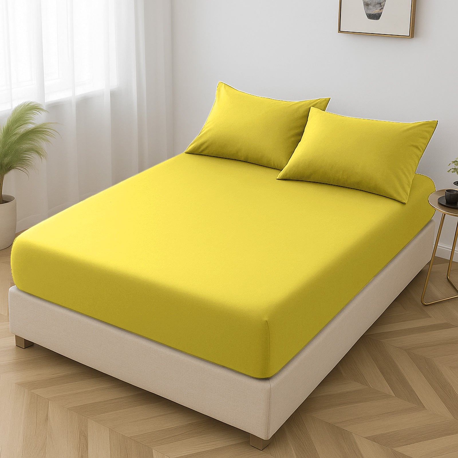 Microfibre Fitted Bed Sheet (Yellow)