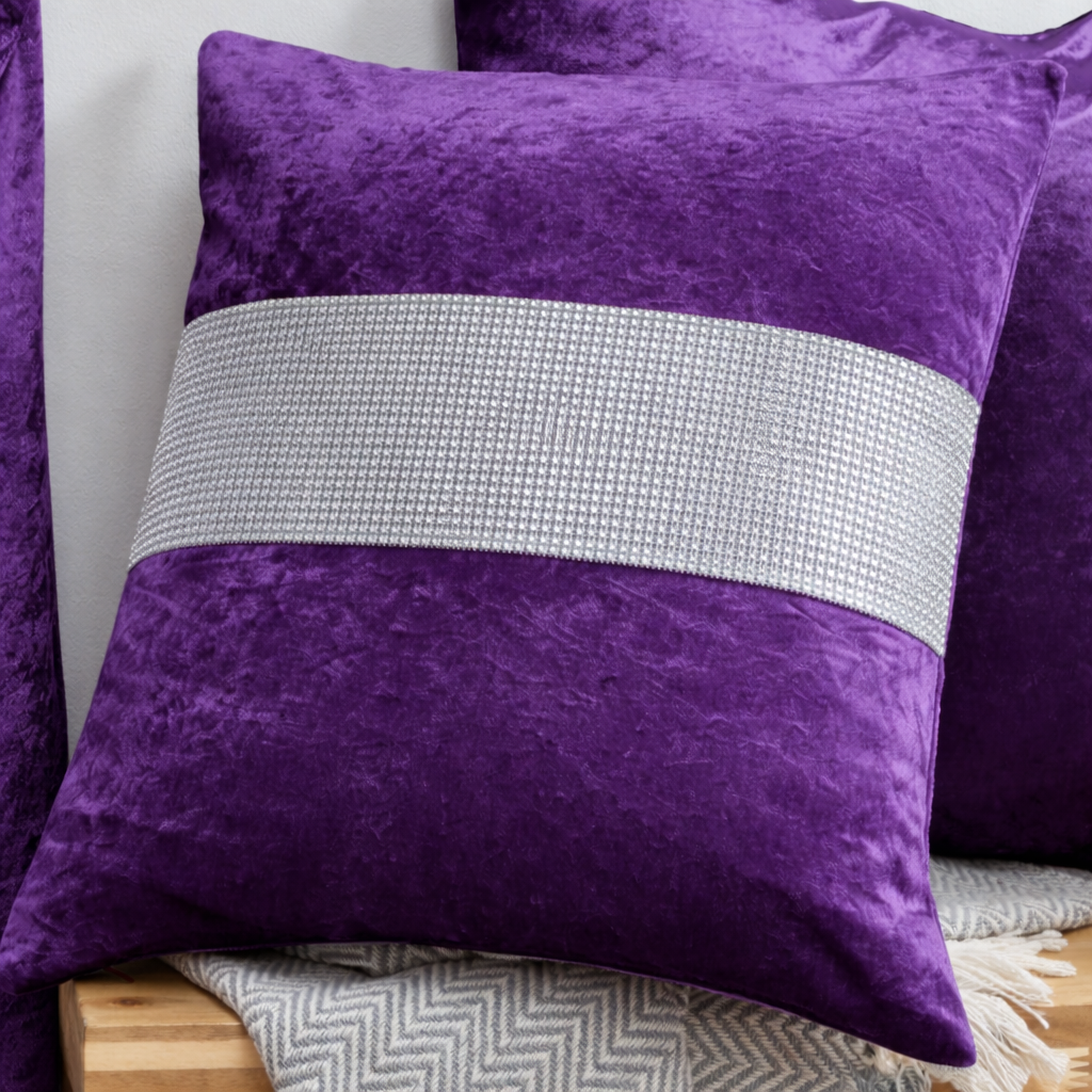 Crushed Velvet Diamante Cushion Covers 18 x 18"