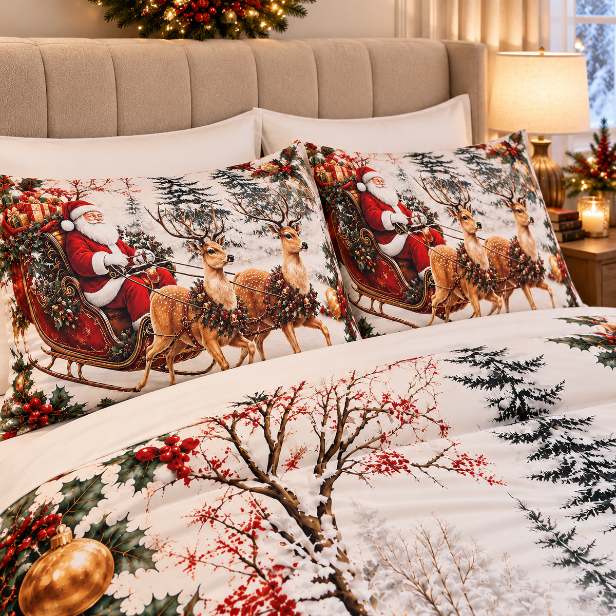 Santa's Sleigh Christmas Duvet Cover Set