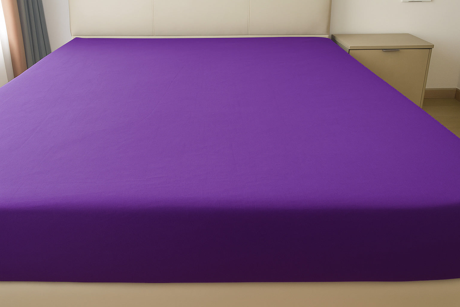 Plain Fitted Bed Sheets - Aubergine