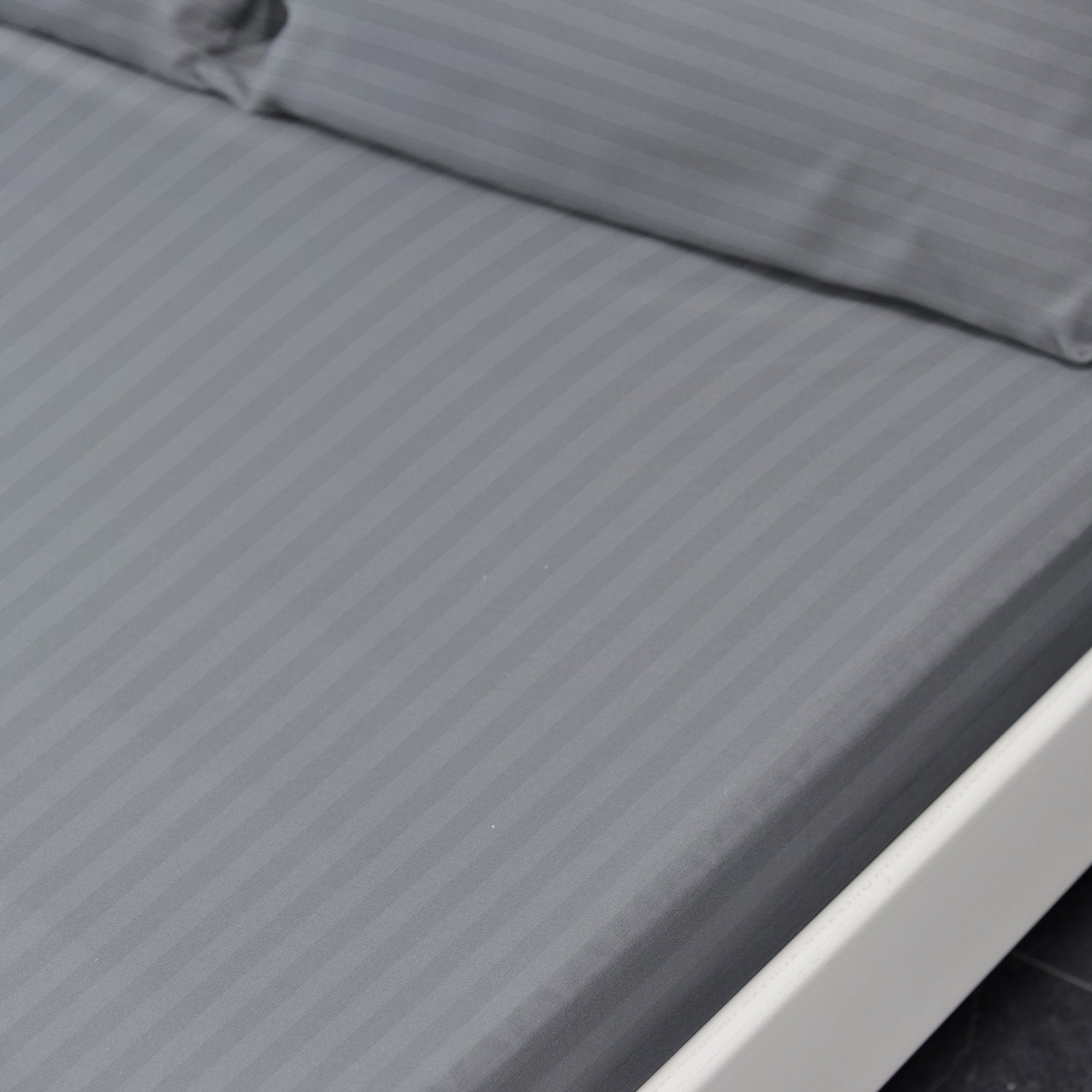 Striped Microfibre Fitted Bed Sheet (Silver)