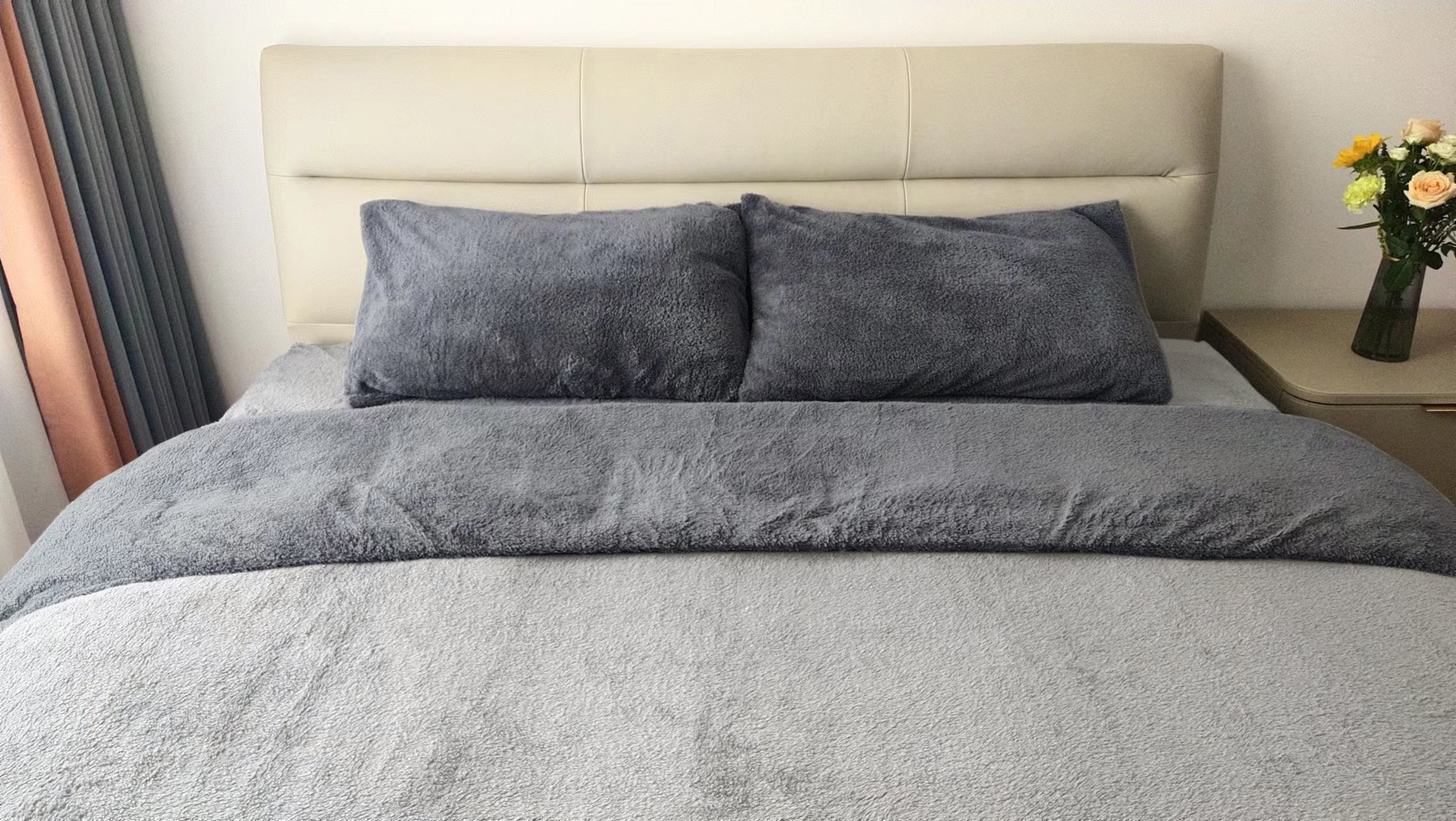 Teddy Fleece Duvet Cover And Pillowcase Set (Grey/Silver)
