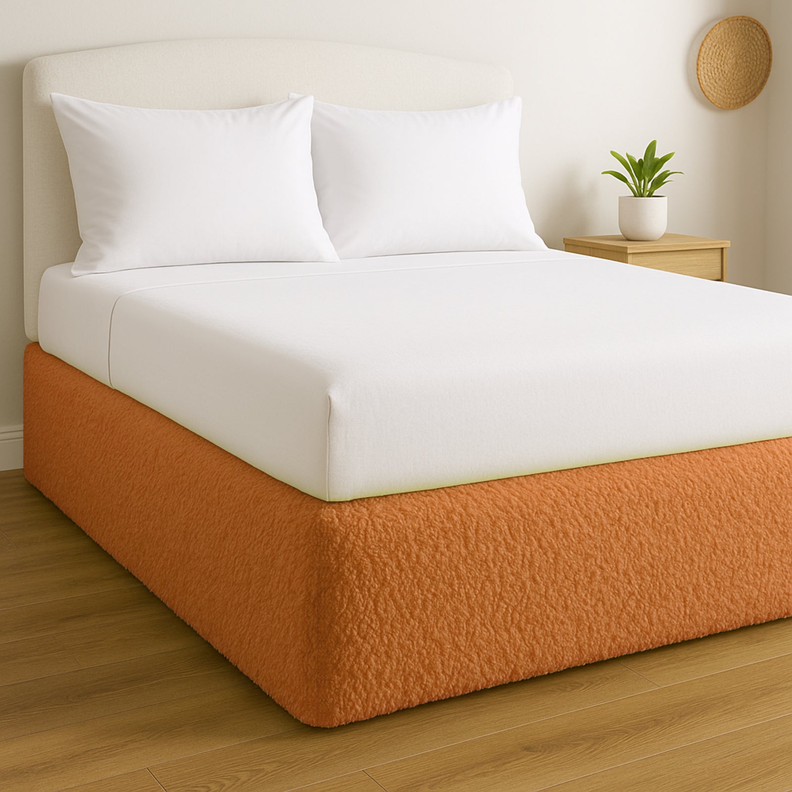Teddy Fleece Elasticated Divan Bed Valance (Orange)