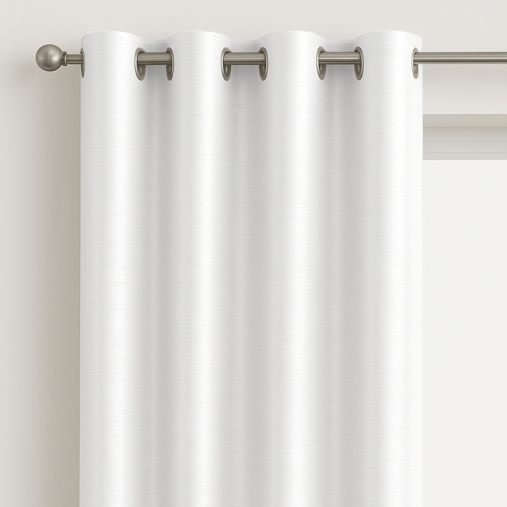Faux Silk Eyelet Fully Lined Curtains (White)