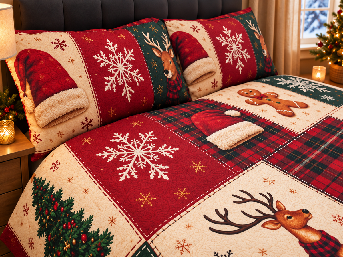 Merry Christmas Patchwork Duvet Cover Set