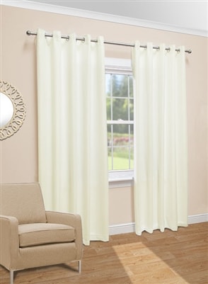 'Evie' Lined Voile Eyelet Curtain (Cream)