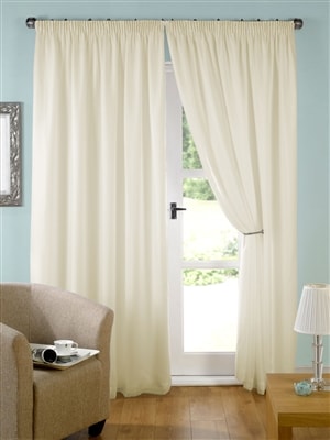 'Evie' Lined Cream Voile Curtain