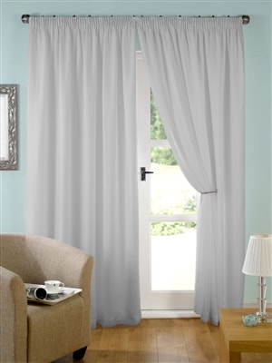 'Evie' Lined Silver Voile Curtain