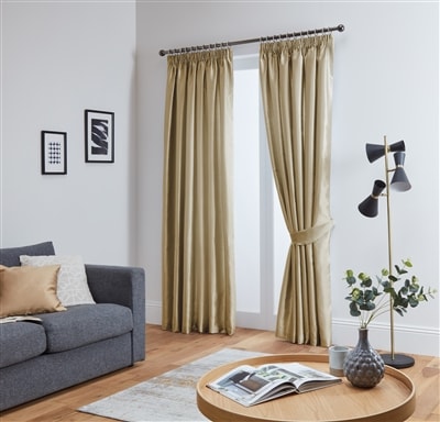 Faux Silk Tape Top Fully Lined Curtains (Latte)
