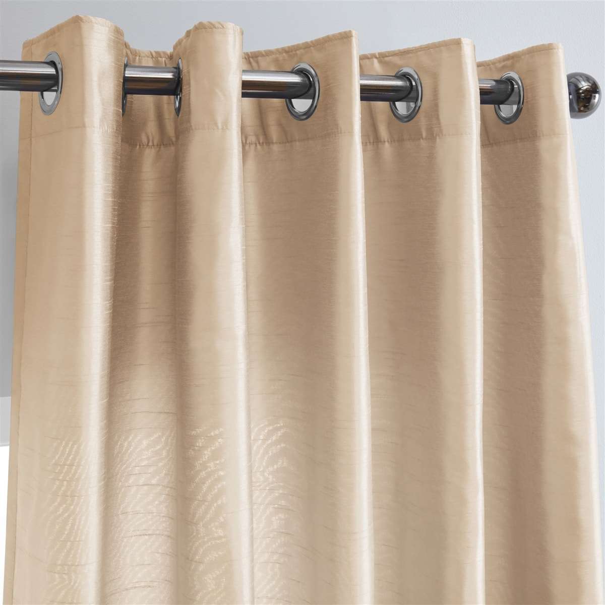 Faux Silk Eyelet Fully Lined Curtains (Cream)