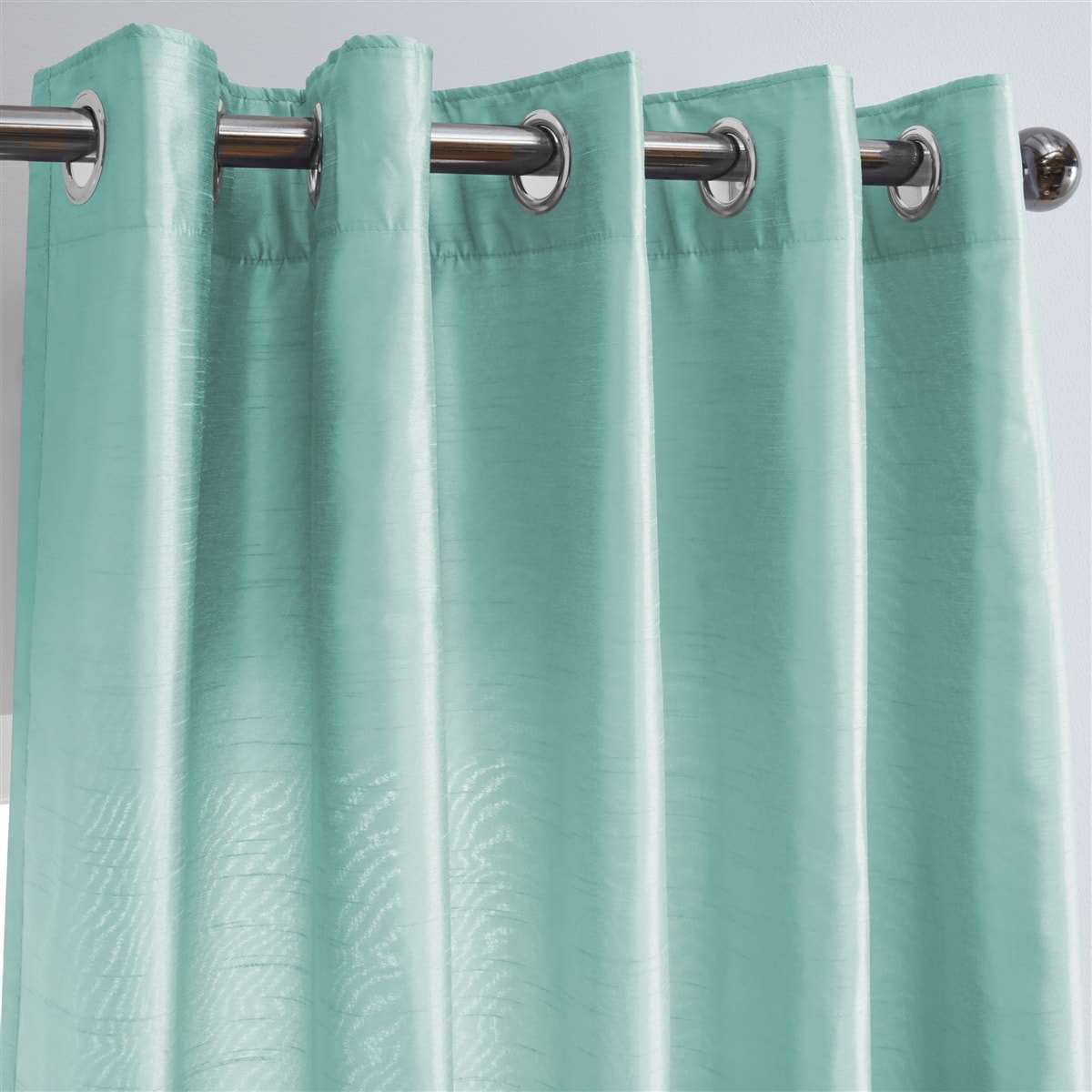 Faux Silk Eyelet Fully Lined Curtains (Duck Egg)