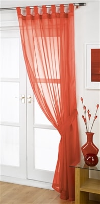 'Opaque' Pastel Red Tab Top Voile Panel
