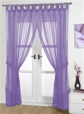 'Opaque Pair' Lilac Tab Top Voile Panels
