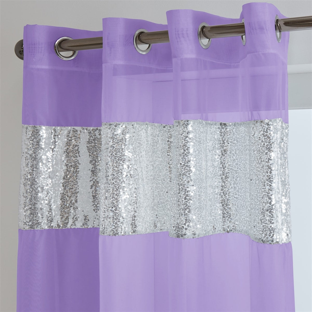 Sparkle Sequin Eyelet Voile Panel (Lilac)