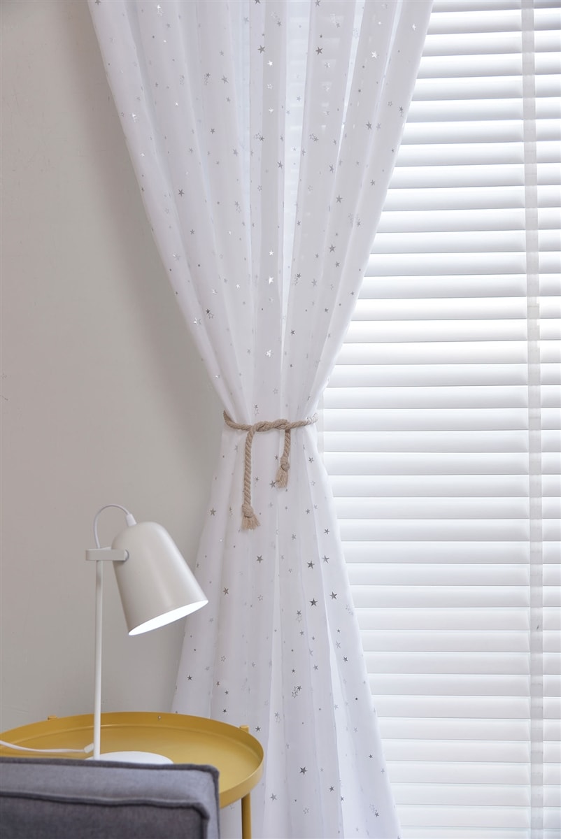Star Lined Voile Eyelet Curtains (White)