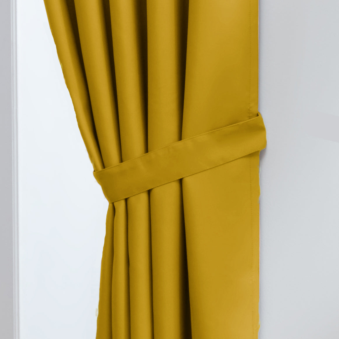 Thermal Blackout Ready Made Tape Top Curtains + Tie Backs (Ochre)