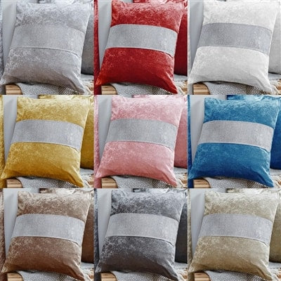 Crushed Velvet Diamante Cushion Covers 18 x 18"