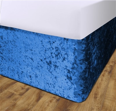 Crushed Velvet Elasticated Divan Bed Valance (Blue)