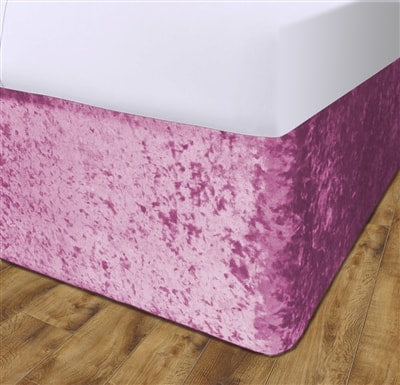 Crushed Velvet Elasticated Divan Bed Valance (Pink)