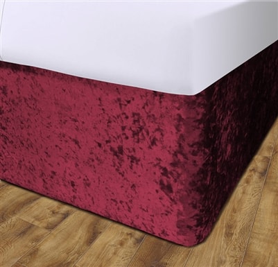 Crushed Velvet Elasticated Divan Bed Valance (Raspberry Red)